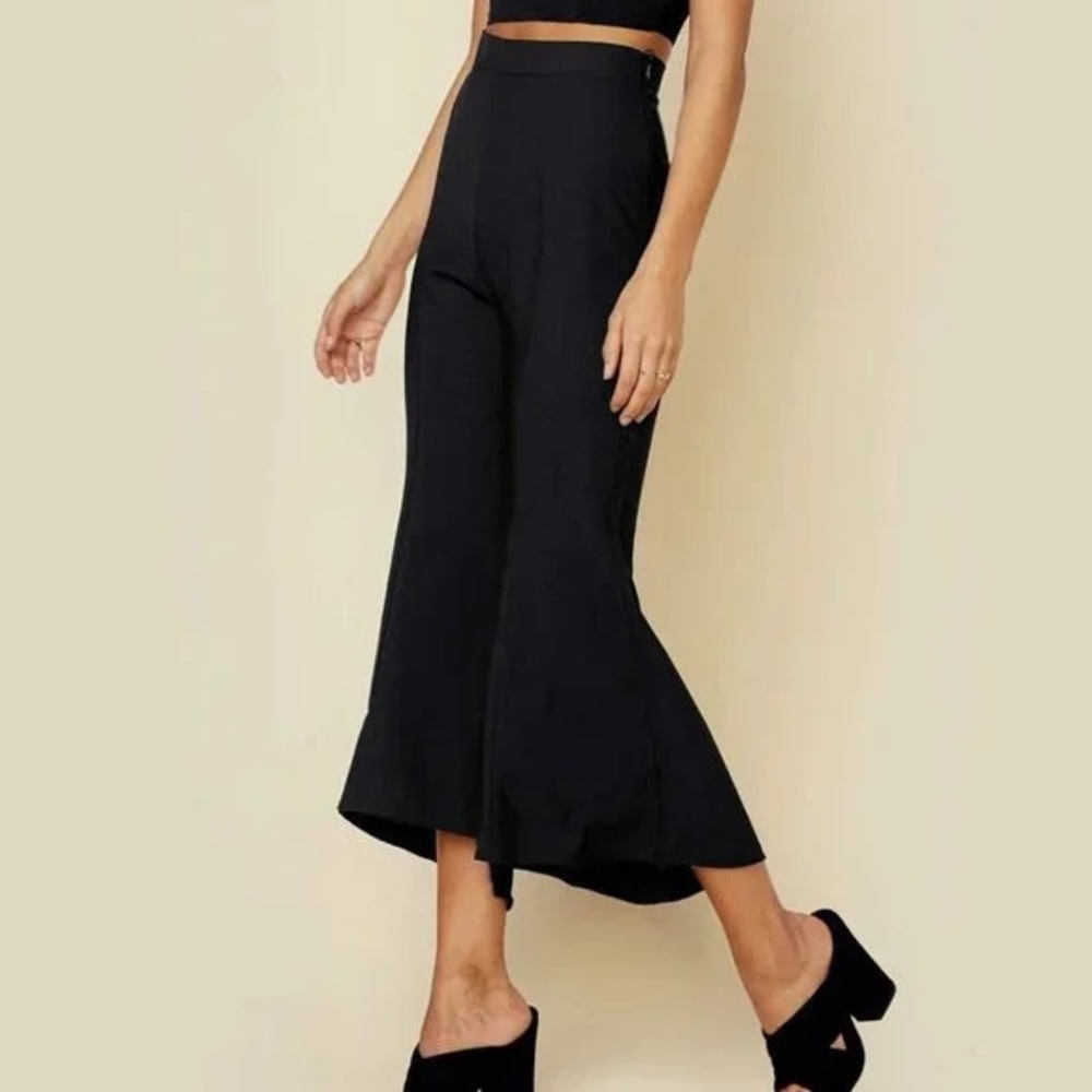 Sage The Label CECI Black High Rise Culotte Crop Flare Leg Pants Size Medium